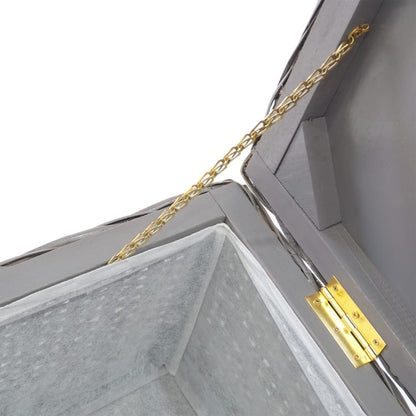 Opbergbox 110 cm natuurlijk kubu rattan en mahoniehout grijs