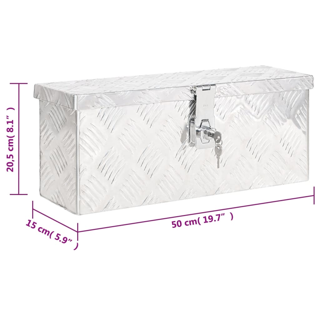 Opbergbox 50X5X20,5 Cm Aluminium Kleurig 50 x 15 x 20.5 cm Zilver