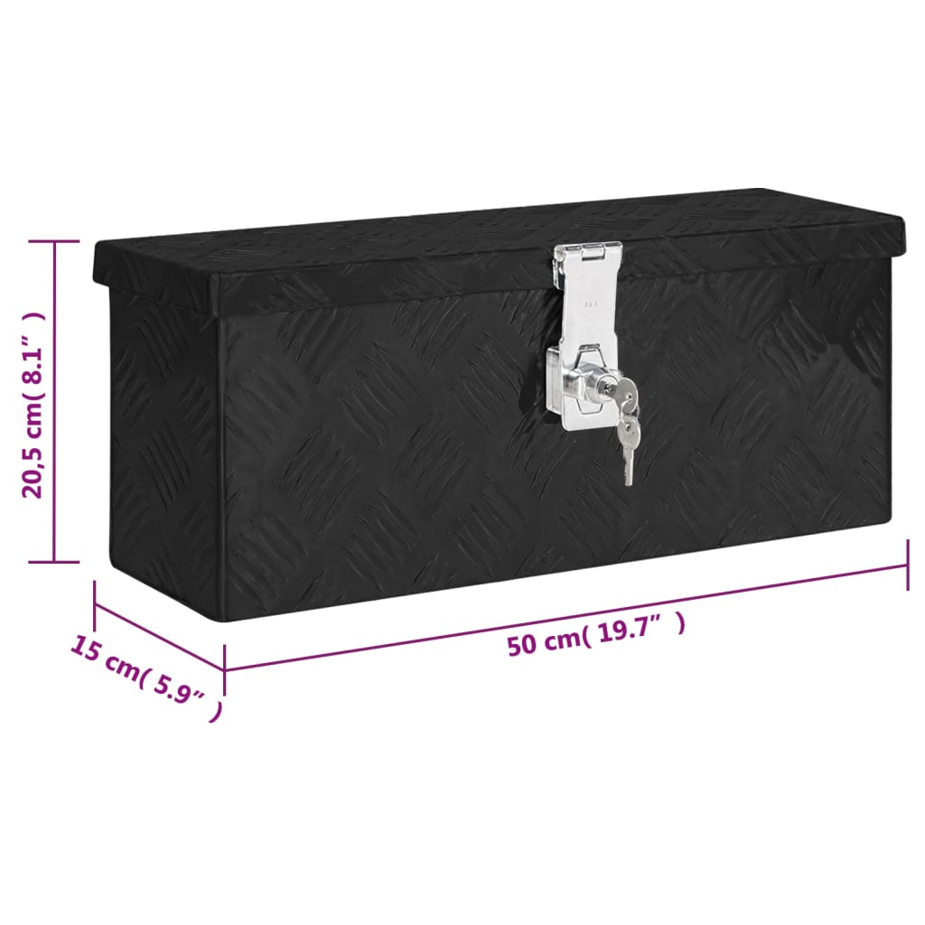 Opbergbox 50X5X20,5 Cm Aluminium 50 x 15 x 20.5 cm Zwart