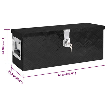 Opbergbox 60X23,5X23 Cm Aluminium 60 x 23.5 x 23 cm Zwart