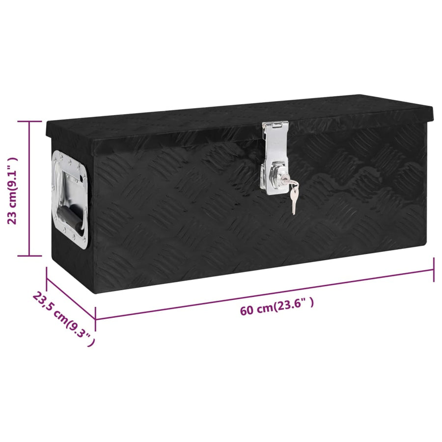 Opbergbox 60X23,5X23 Cm Aluminium 60 x 23.5 x 23 cm Zwart