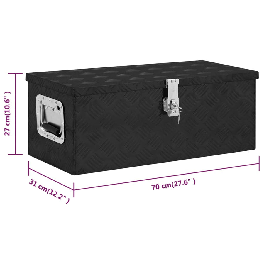 Opbergbox Aluminium 70 x 31 x 27 cm Zwart