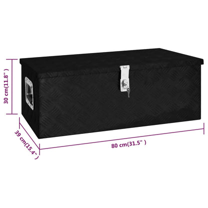 Opbergbox Aluminium 80 x 39 x 30 cm Zwart