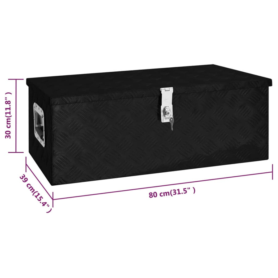 Opbergbox Aluminium 80 x 39 x 30 cm Zwart