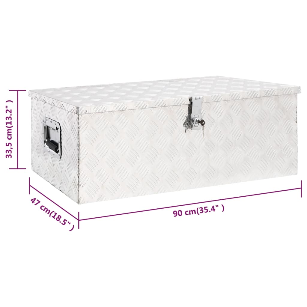 Opbergbox 90X47X33,5 Cm Aluminium Kleurig 90 x 47 x 33.5 cm Zilver
