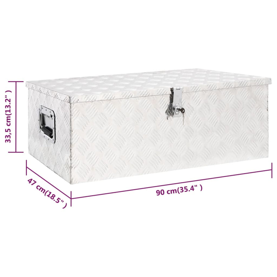 Opbergbox 90X47X33,5 Cm Aluminium Kleurig 90 x 47 x 33.5 cm Zilver