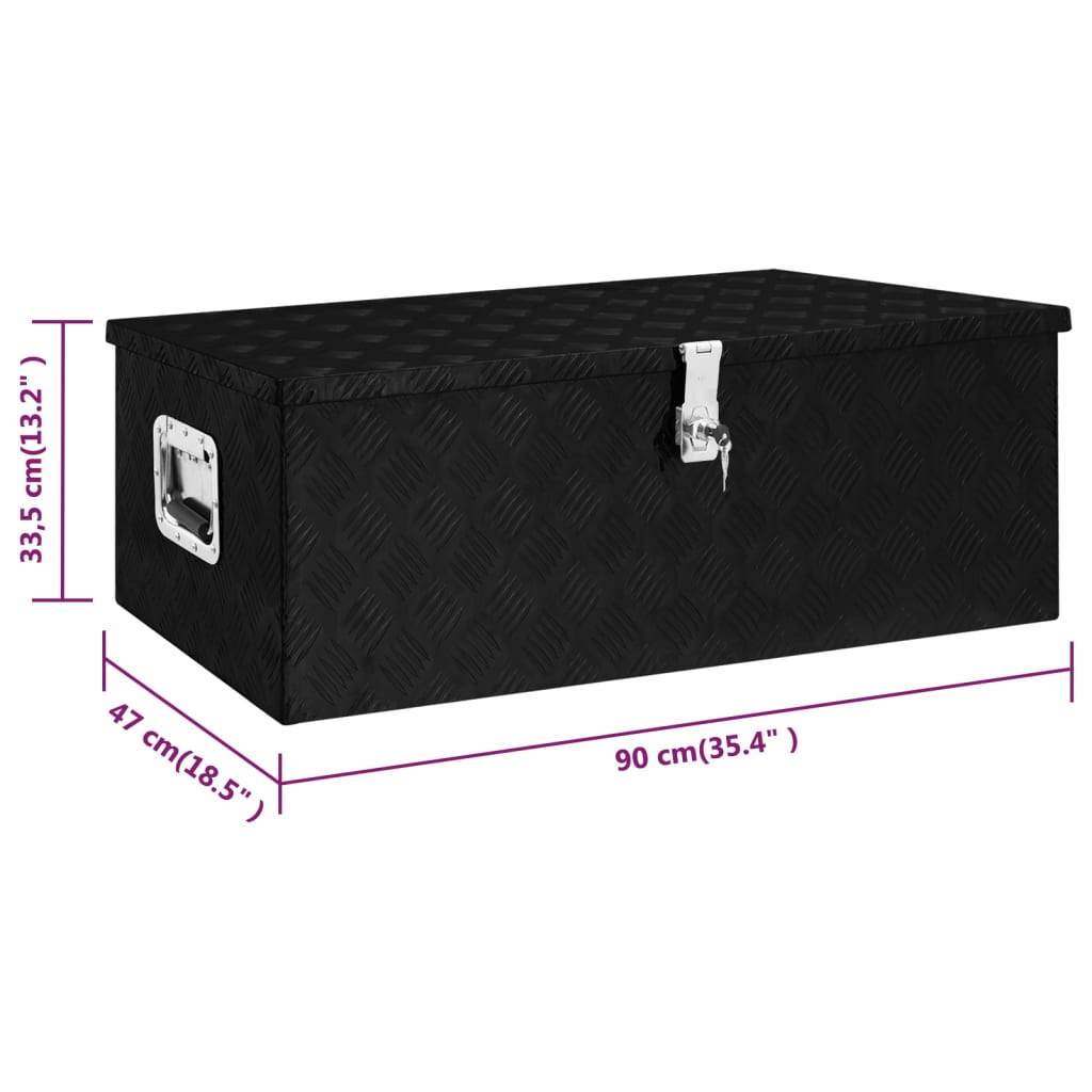 Opbergbox 90X47X33,5 Cm Aluminium 90 x 47 x 33.5 cm Zwart