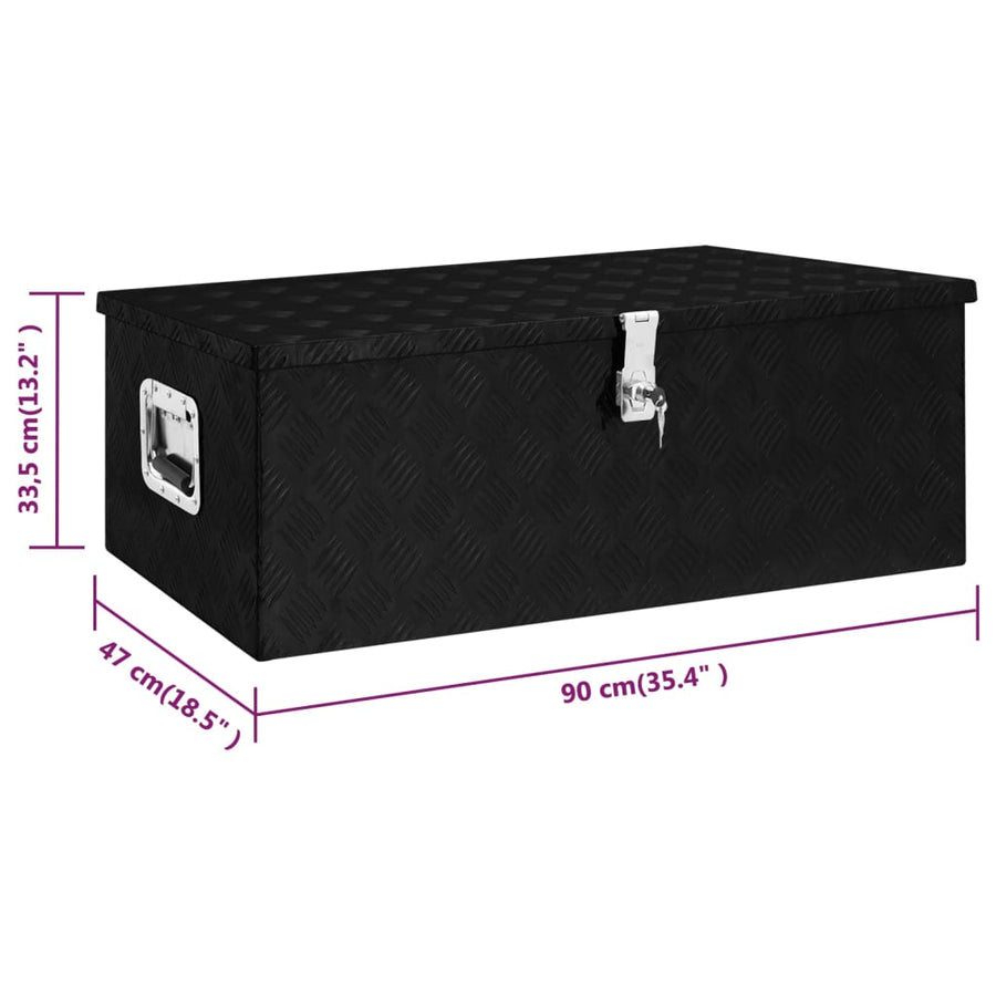 Opbergbox 90X47X33,5 Cm Aluminium 90 x 47 x 33.5 cm Zwart