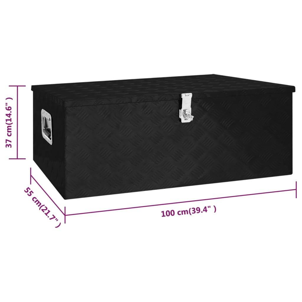 Opbergbox Aluminium 100 x 55 x 37 cm Zwart