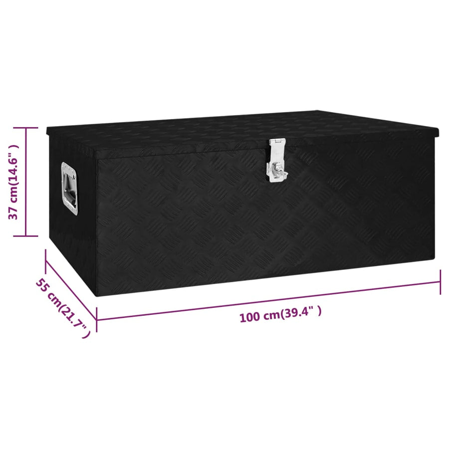 Opbergbox Aluminium 100 x 55 x 37 cm Zwart