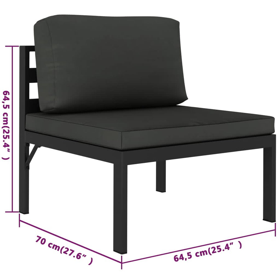 6-Delige Loungeset Met Kussens Aluminium Antracietkleurig 2x hoek + 3x midden + Tafel