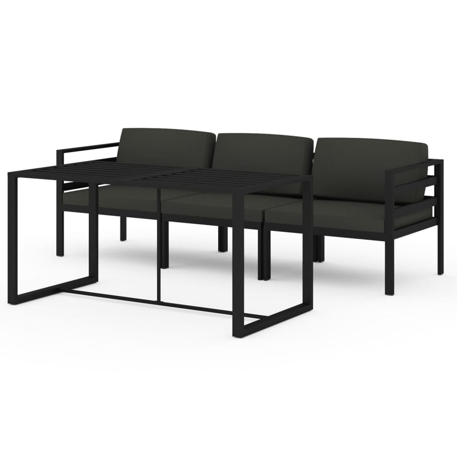 4-Delige Loungeset Met Kussens Aluminium Antracietkleurig 2x hoek + midden + Tafel