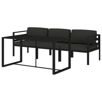 4-Delige Loungeset Met Kussens Aluminium Antracietkleurig 2x hoek + midden + Tafel