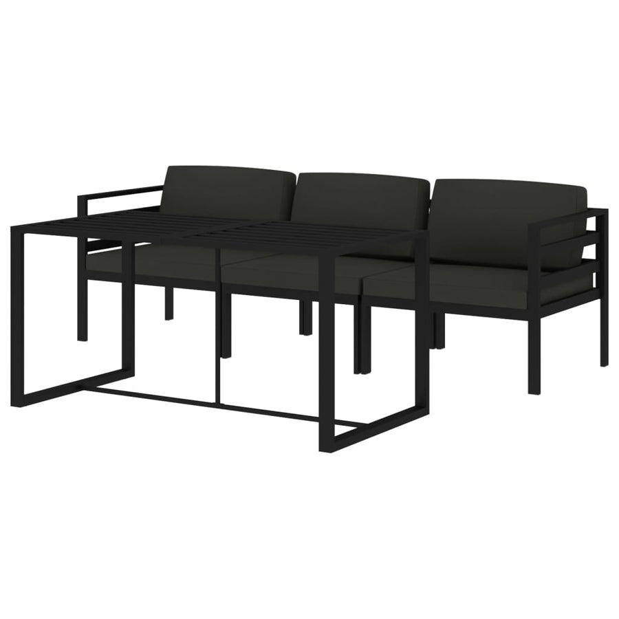 4-Delige Loungeset Met Kussens Aluminium Antracietkleurig 2x hoek + midden + Tafel