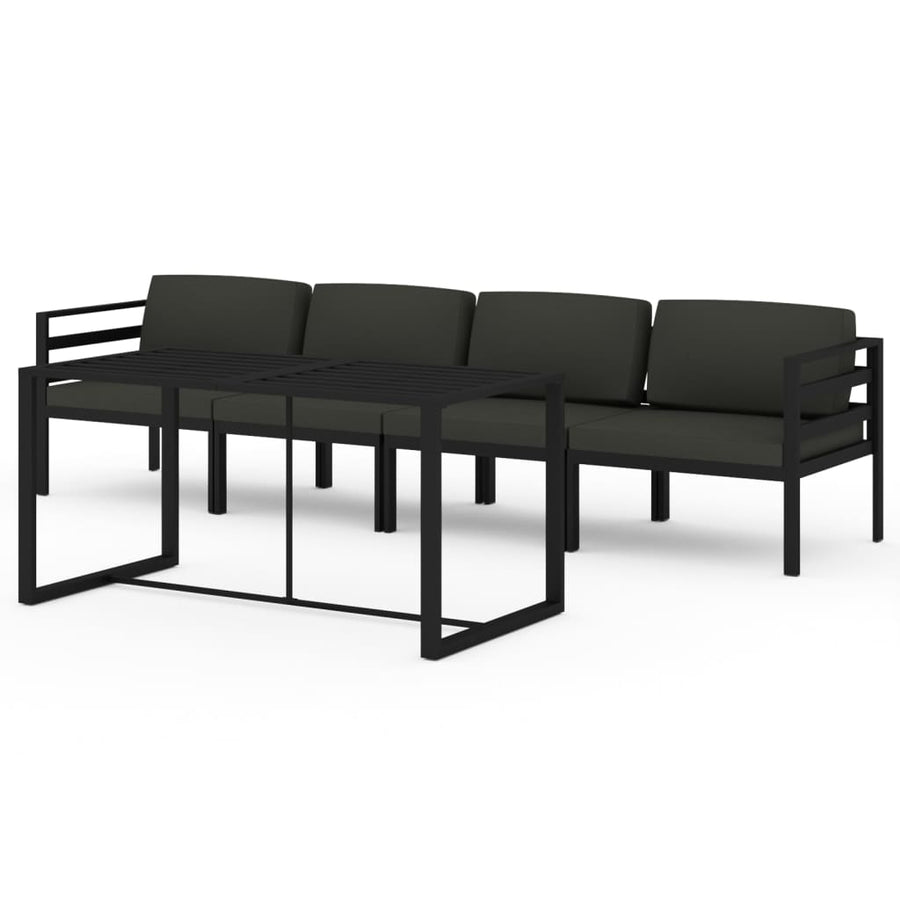 5-Delige Loungeset Met Kussens Aluminium Antracietkleurig 2x hoek + 2x midden + Tafel