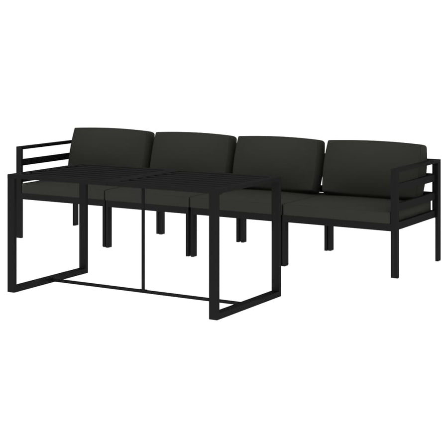 5-Delige Loungeset Met Kussens Aluminium Antracietkleurig 2x hoek + 2x midden + Tafel