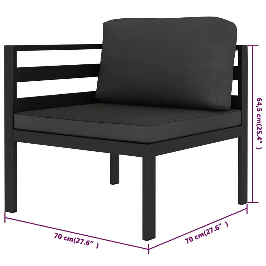 5-Delige Loungeset Met Kussens Aluminium Antracietkleurig 2x hoek + 2x midden + Tafel