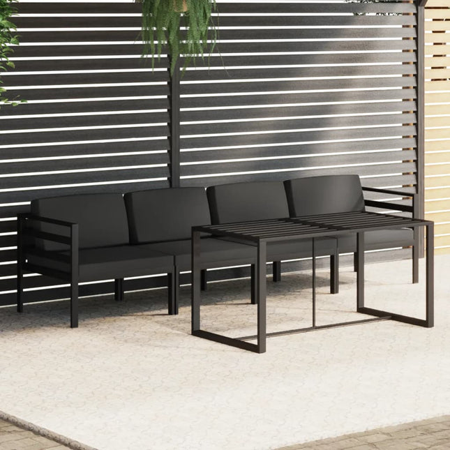 5-Delige Loungeset Met Kussens Aluminium Antracietkleurig 2x hoek + 2x midden + Tafel