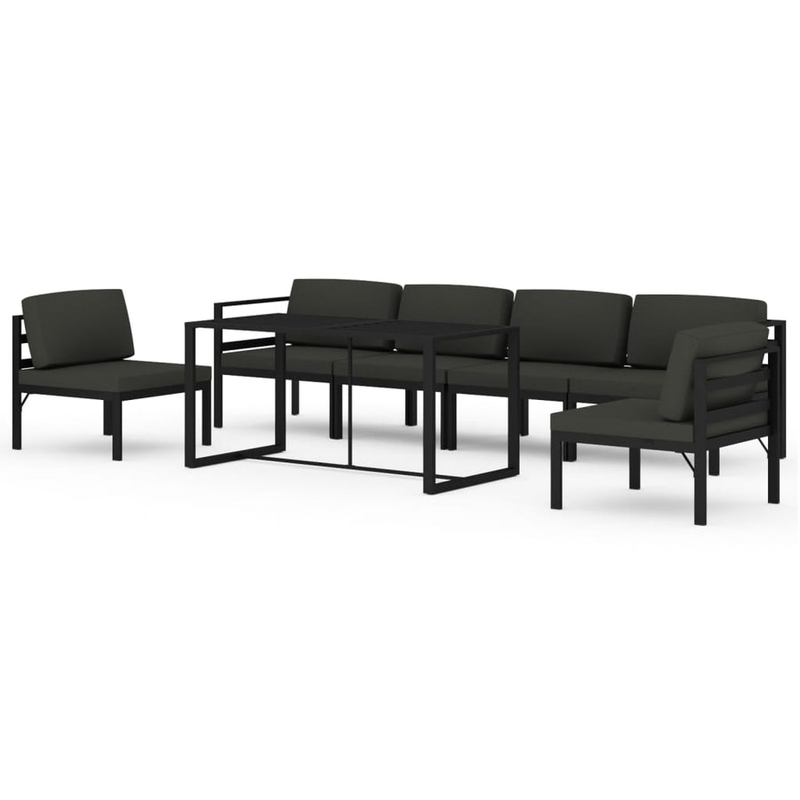 7-Delige Loungeset Met Kussens Aluminium Antracietkleurig 2x hoek + 4x midden + Tafel