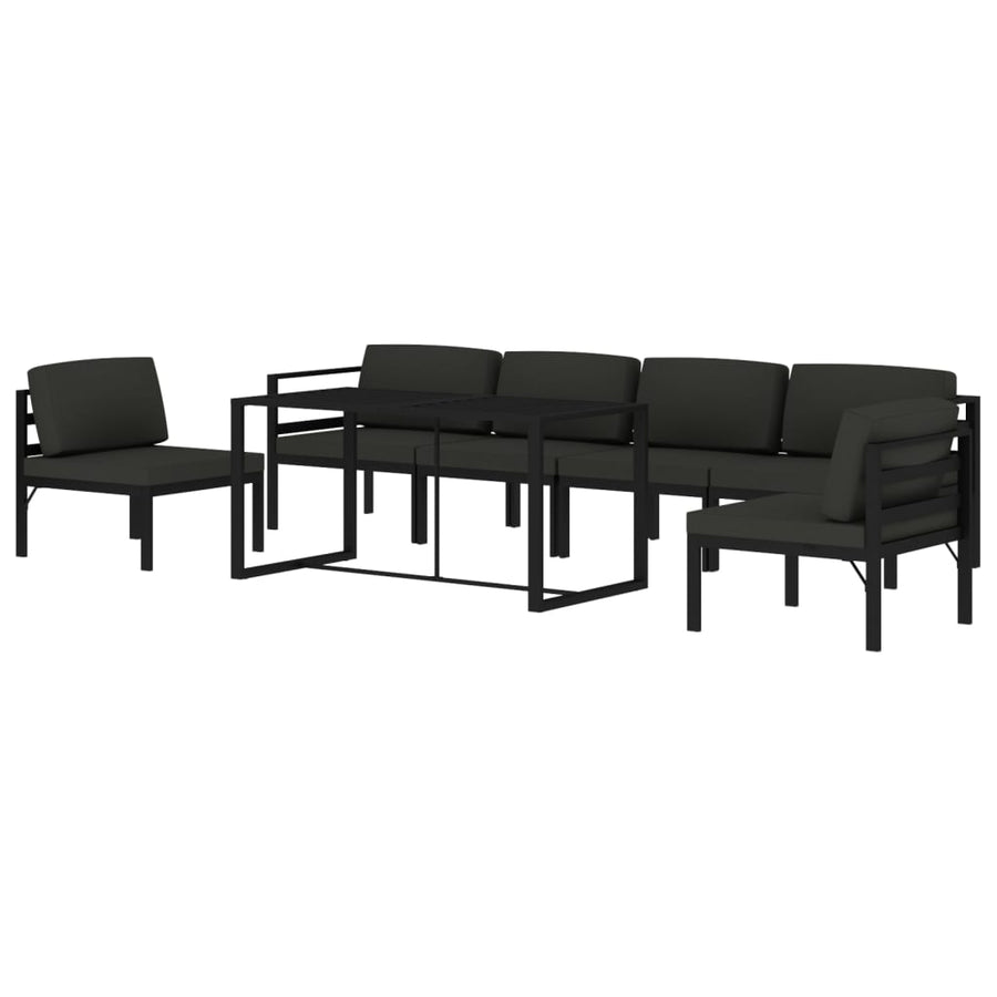 7-Delige Loungeset Met Kussens Aluminium Antracietkleurig 2x hoek + 4x midden + Tafel