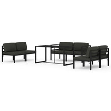 7-Delige Loungeset Met Kussens Aluminium Antracietkleurig 4x midden + 2x hoek + Tafel