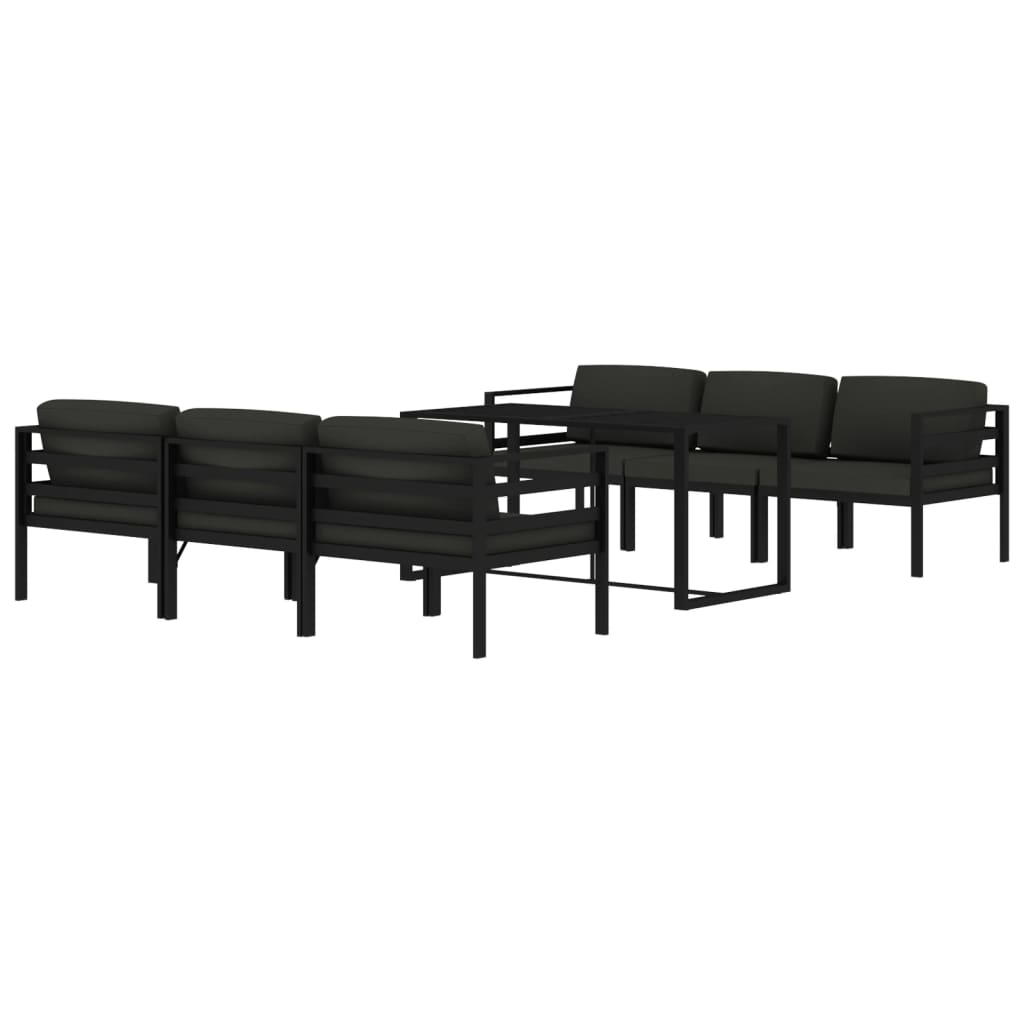 7-Delige Loungeset Met Kussens Aluminium Antracietkleurig 4x hoek + 2x midden + Tafel