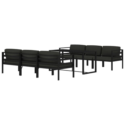7-Delige Loungeset Met Kussens Aluminium Antracietkleurig 4x hoek + 2x midden + Tafel