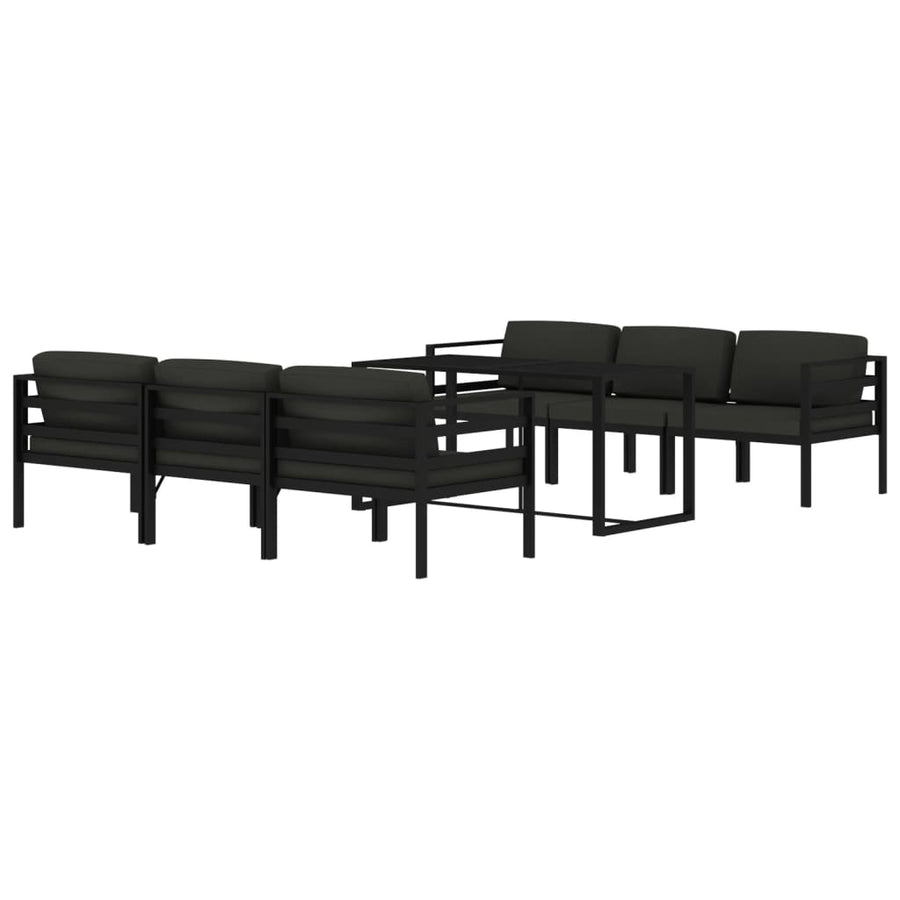7-Delige Loungeset Met Kussens Aluminium Antracietkleurig 4x hoek + 2x midden + Tafel