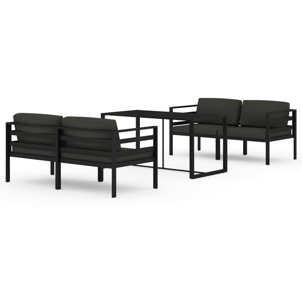 5-Delige Loungeset Met Kussens Aluminium Antracietkleurig 4x hoek + Tafel