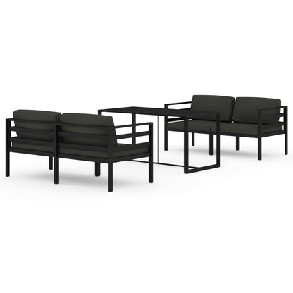 5-Delige Loungeset Met Kussens Aluminium Antracietkleurig 4x hoek + Tafel