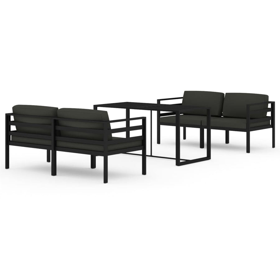 5-Delige Loungeset Met Kussens Aluminium Antracietkleurig 4x hoek + Tafel