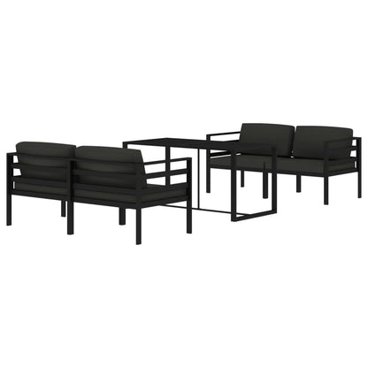 5-Delige Loungeset Met Kussens Aluminium Antracietkleurig 4x hoek + Tafel