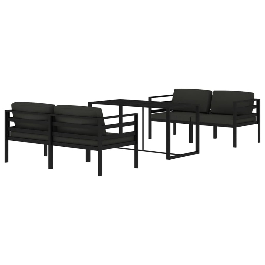 5-Delige Loungeset Met Kussens Aluminium Antracietkleurig 4x hoek + Tafel