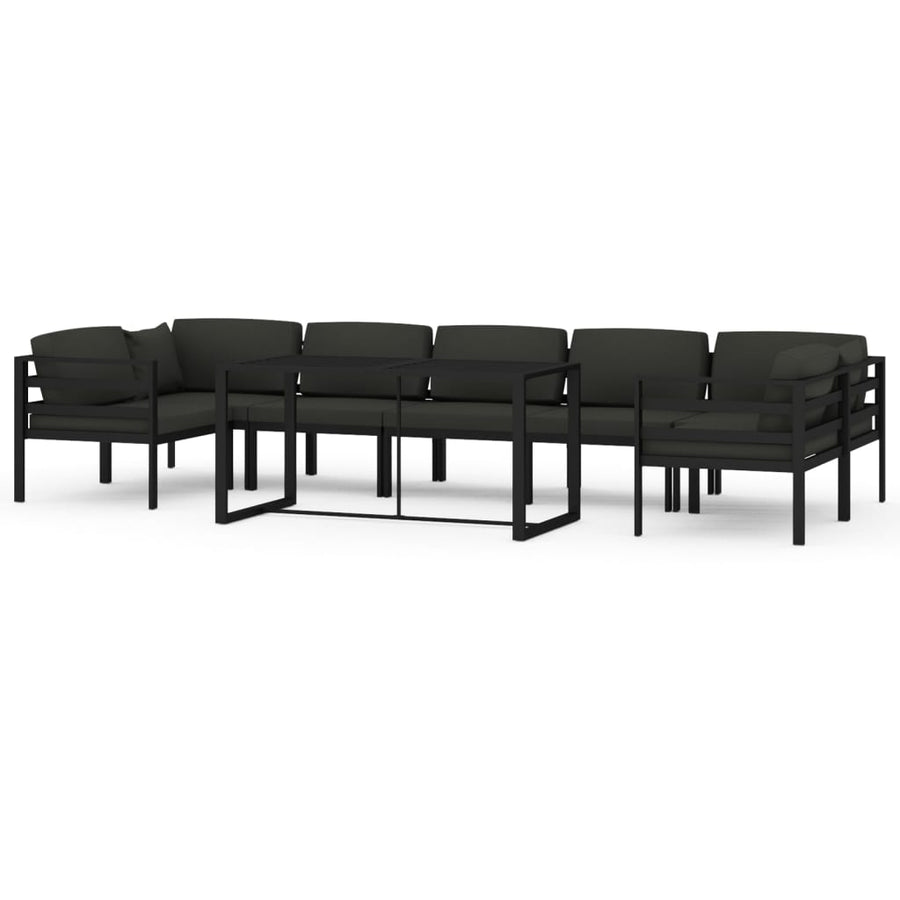 8-Delige Loungeset Met Kussens Aluminium Antracietkleurig 4x hoek + 3x midden + Tafel