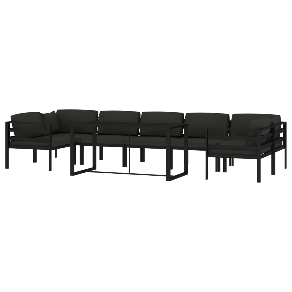 8-Delige Loungeset Met Kussens Aluminium Antracietkleurig 4x hoek + 3x midden + Tafel