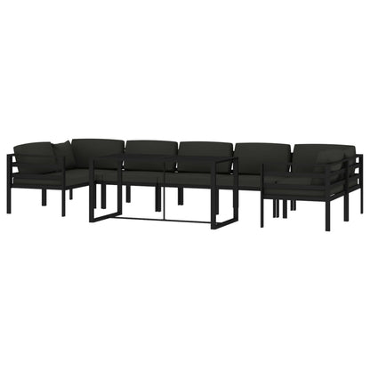 8-Delige Loungeset Met Kussens Aluminium Antracietkleurig 4x hoek + 3x midden + Tafel