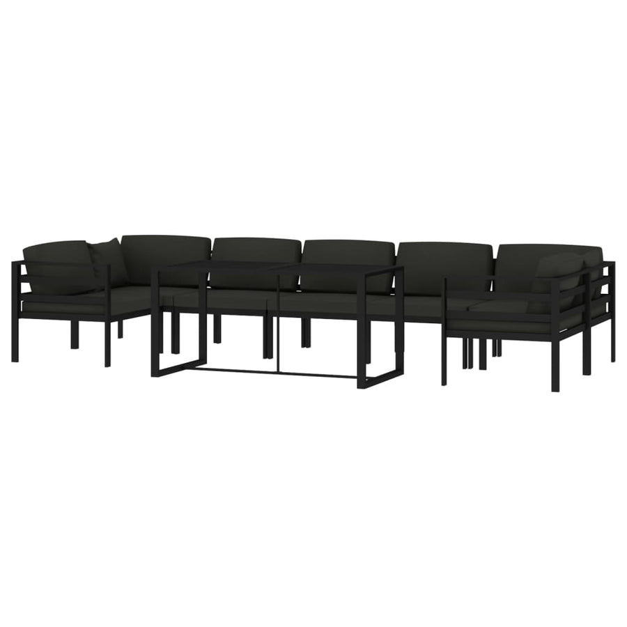 8-Delige Loungeset Met Kussens Aluminium Antracietkleurig 4x hoek + 3x midden + Tafel