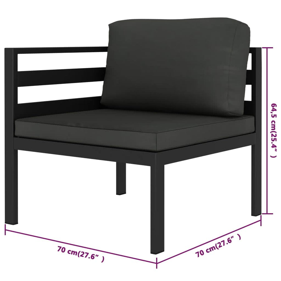 8-Delige Loungeset Met Kussens Aluminium Antracietkleurig 4x hoek + 3x midden + Tafel