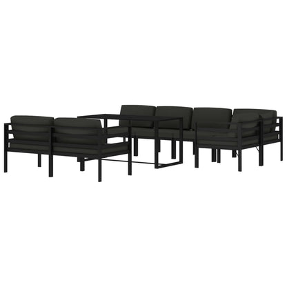 8-Delige Loungeset Met Kussens Aluminium Antracietkleurig 3x midden + 4x hoek + Tafel