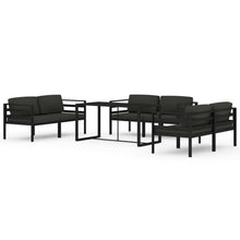 7-Delige Loungeset Met Kussens Aluminium Antracietkleurig 6x hoek + Tafel