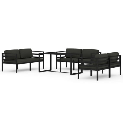 7-Delige Loungeset Met Kussens Aluminium Antracietkleurig 6x hoek + Tafel