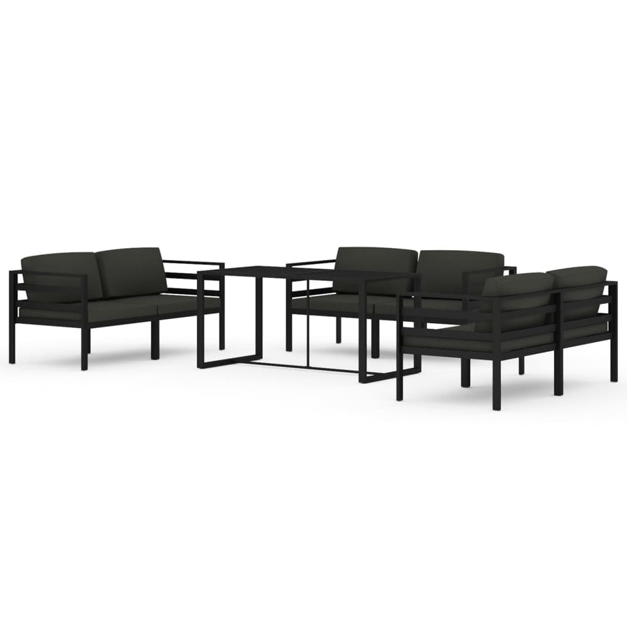 7-Delige Loungeset Met Kussens Aluminium Antracietkleurig 6x hoek + Tafel