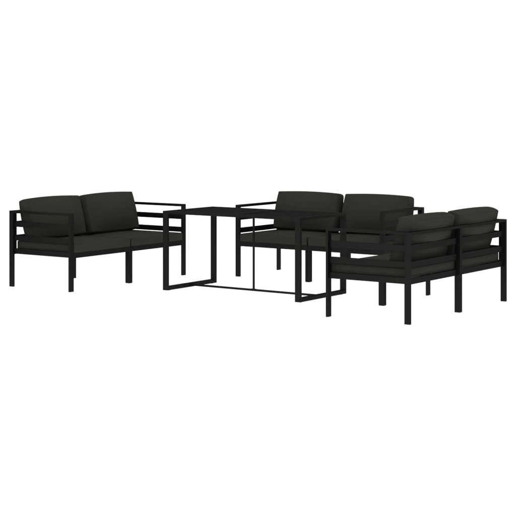 7-Delige Loungeset Met Kussens Aluminium Antracietkleurig 6x hoek + Tafel