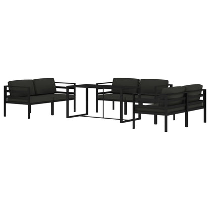 7-Delige Loungeset Met Kussens Aluminium Antracietkleurig 6x hoek + Tafel
