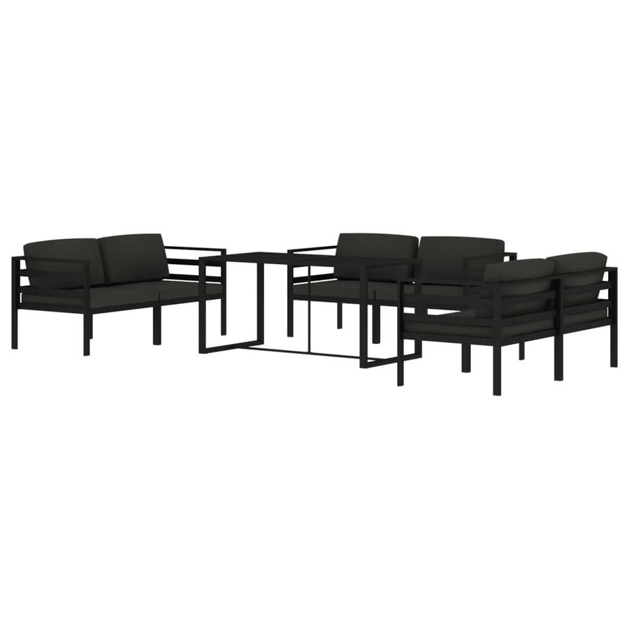 7-Delige Loungeset Met Kussens Aluminium Antracietkleurig 6x hoek + Tafel