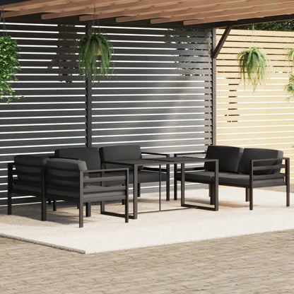 7-Delige Loungeset Met Kussens Aluminium Antracietkleurig 6x hoek + Tafel