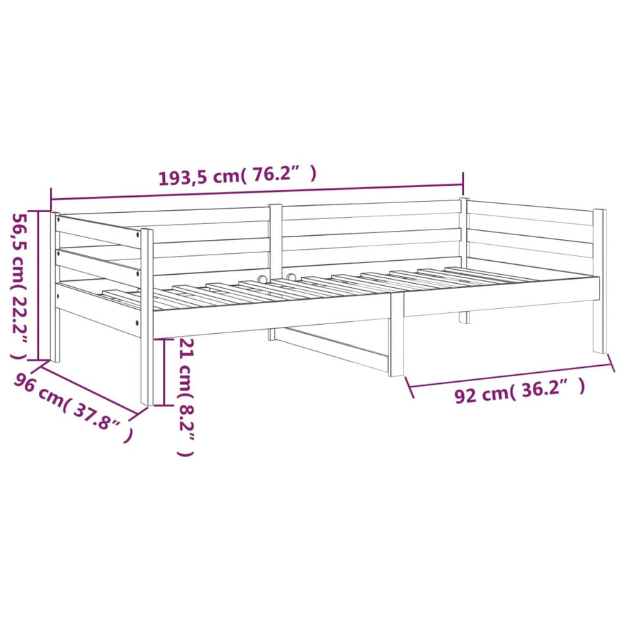 Slaapbank 90X190 Cm Massief Grenenhout Honingbruin
