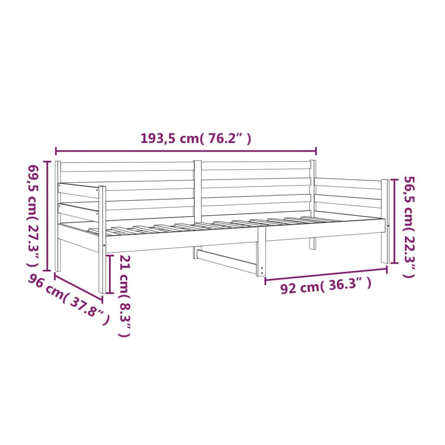 Slaapbank 90X190 Cm Massief Grenenhout Naturel
