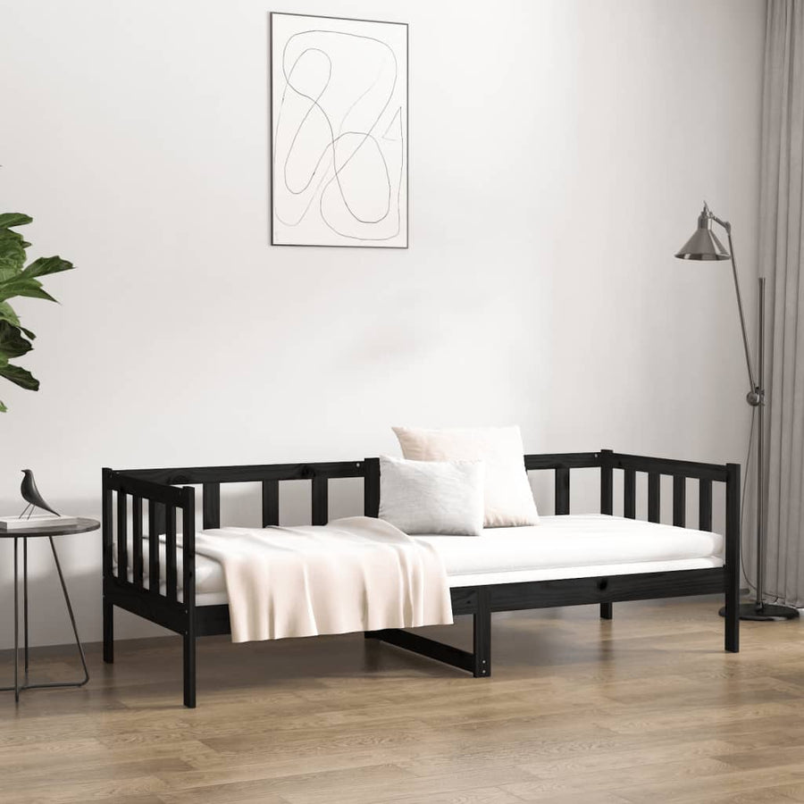 Slaapbank 90X190 Cm Massief Grenenhout Zwart