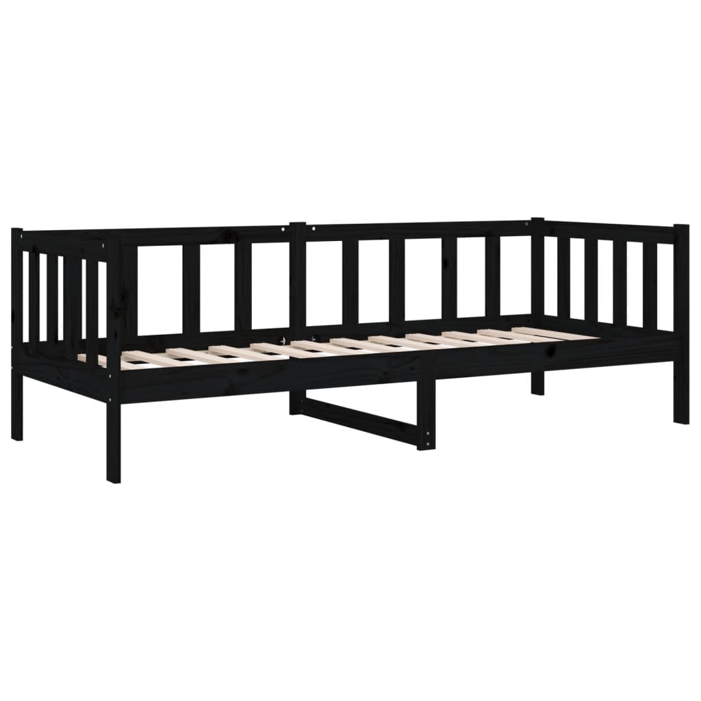 Slaapbank 90X190 Cm Massief Grenenhout Zwart